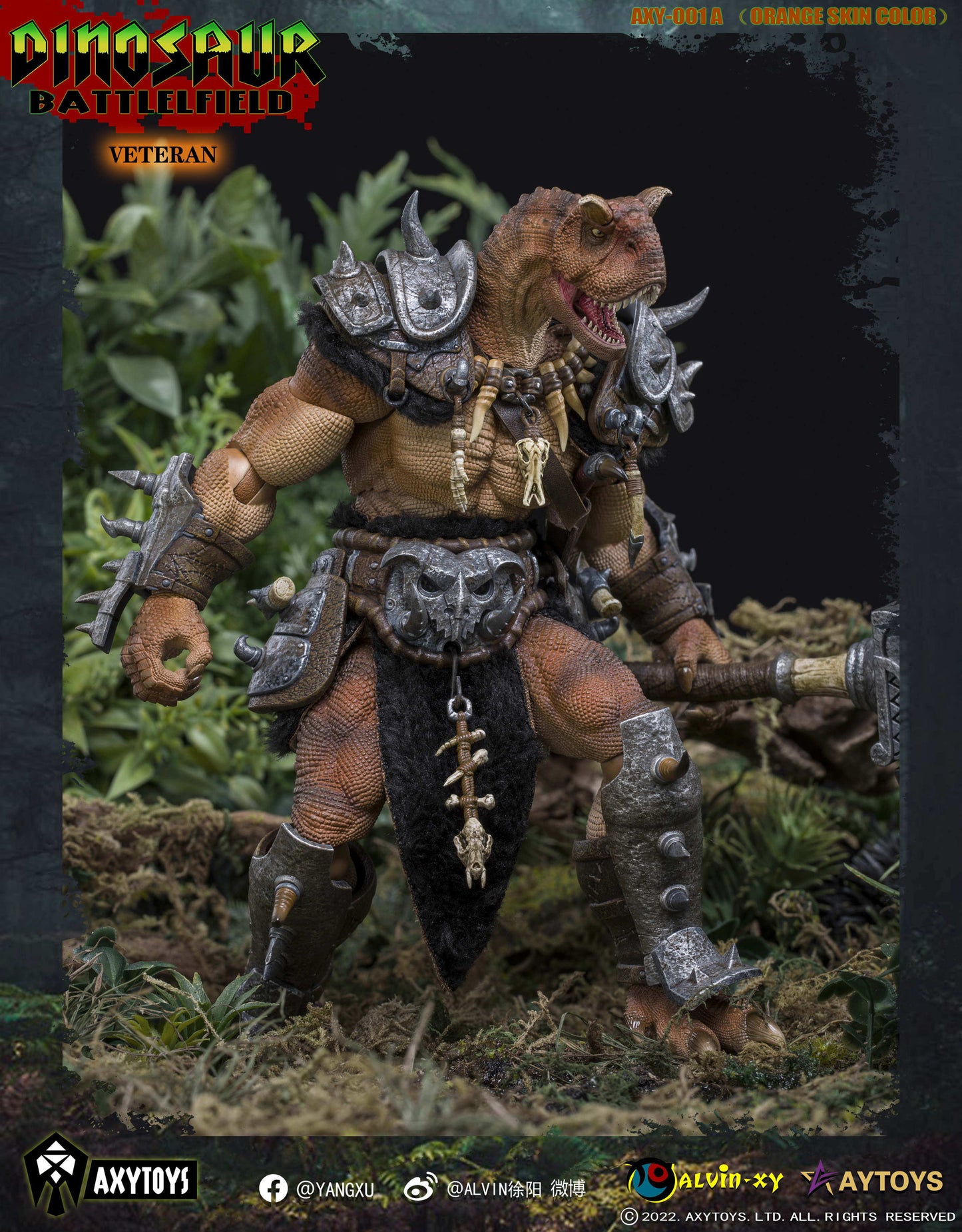 The Dinosaur Battlefield Carnotaurus Warrior Veteran (Orange) 1/12 Scale Figure